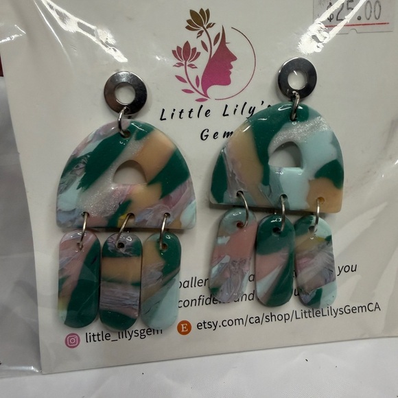 Handmade Multicolor Dangle Earrings - Picture 2 of 6